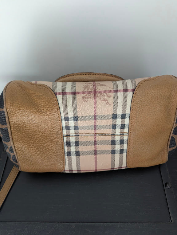 Burberry Small Haymarket Check Coated Canvas Animal Print Blaze Satchel