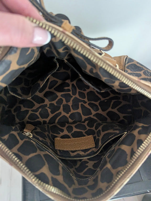 Burberry Small Haymarket Check Coated Canvas Animal Print Blaze Satchel