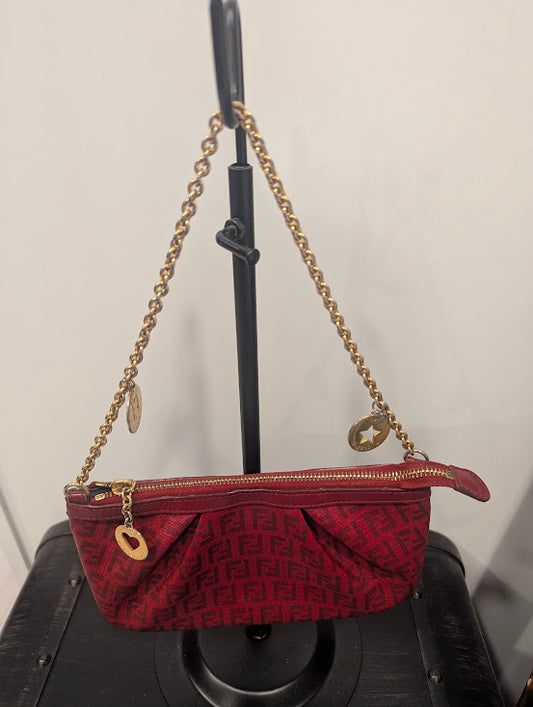 Fendi Zucchino Dark Red Pochette