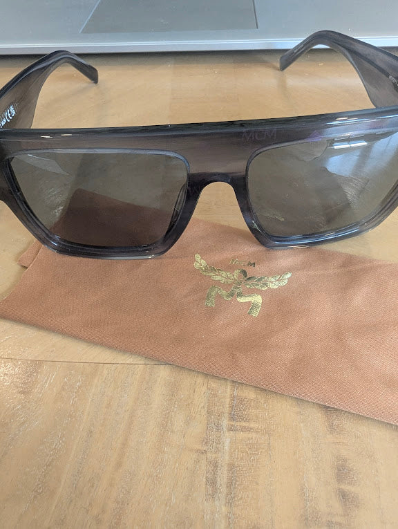 MCM Dark Havana Tortoise Sunglasses in Pebbled Leather Carrying Pouch