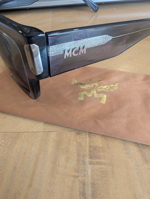 MCM Dark Havana Tortoise Sunglasses in Pebbled Leather Carrying Pouch