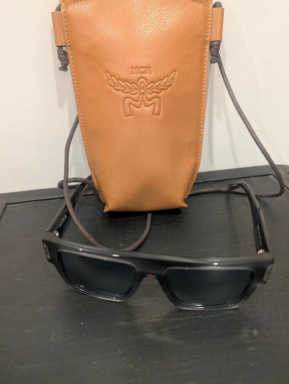 MCM Dark Havana Tortoise Sunglasses in Pebbled Leather Carrying Pouch