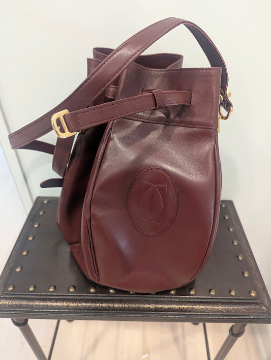 Cartier Must de Cartier Vintage Drawstring Bucket Bag with Box