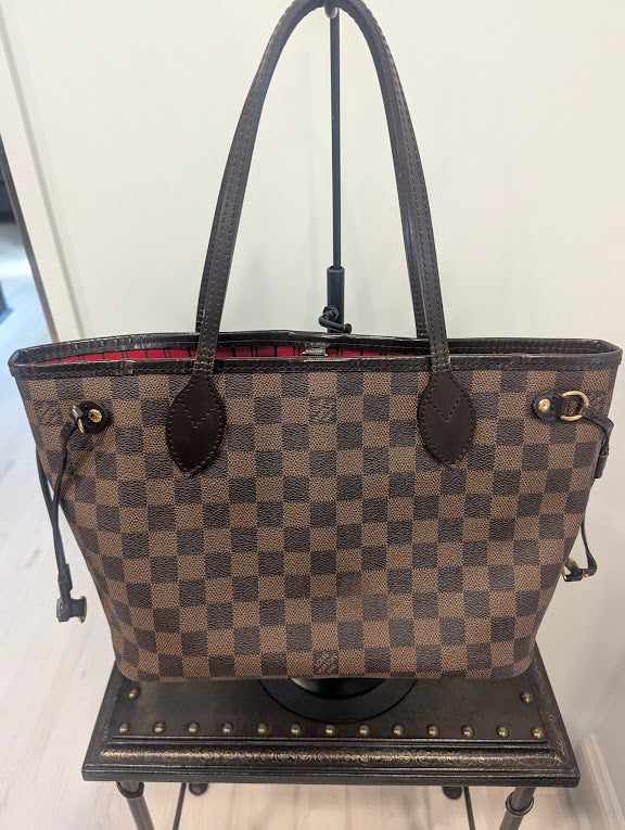 Louis Vuitton Neverfull Damier Ebene PM with Red Canvas Interior
