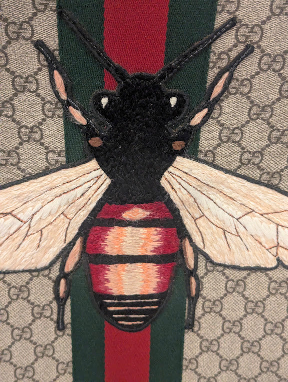 Gucci GG Supreme Animalier Embroidered Bee Backpack