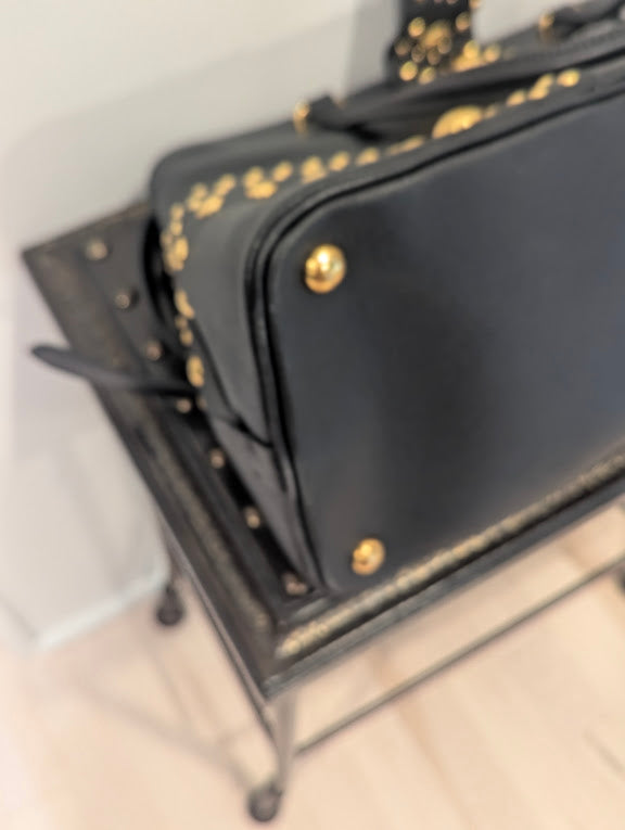 Prada Promenade Studded Black Satchel Bag