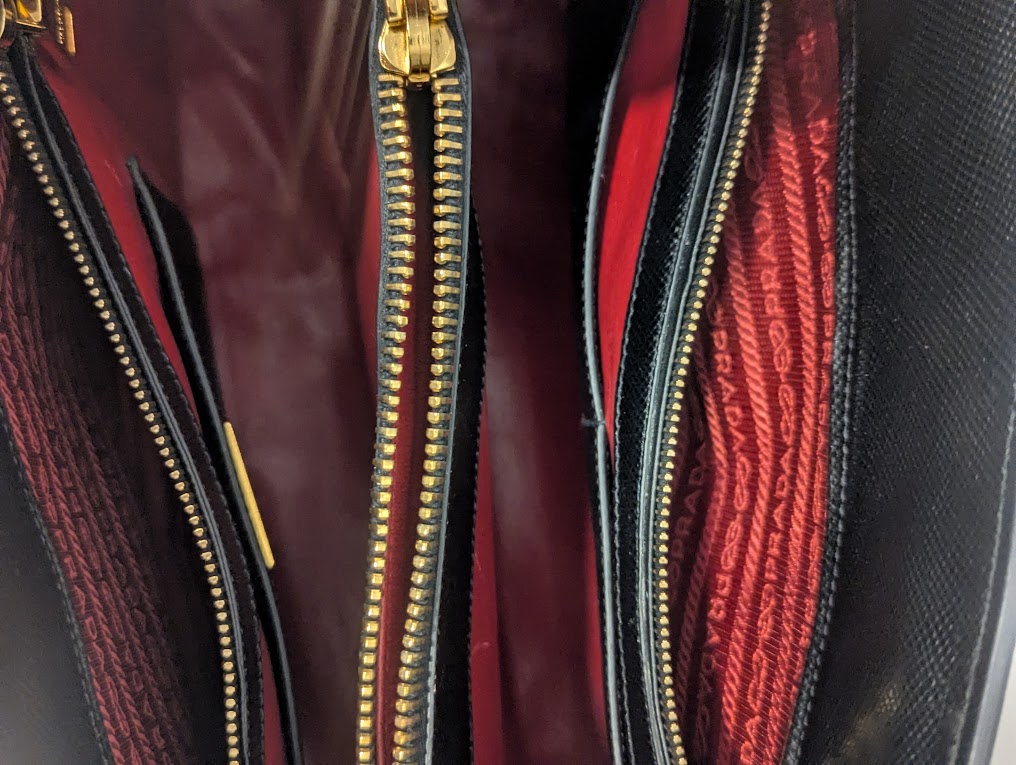 Prada Promenade Studded Black Satchel Bag