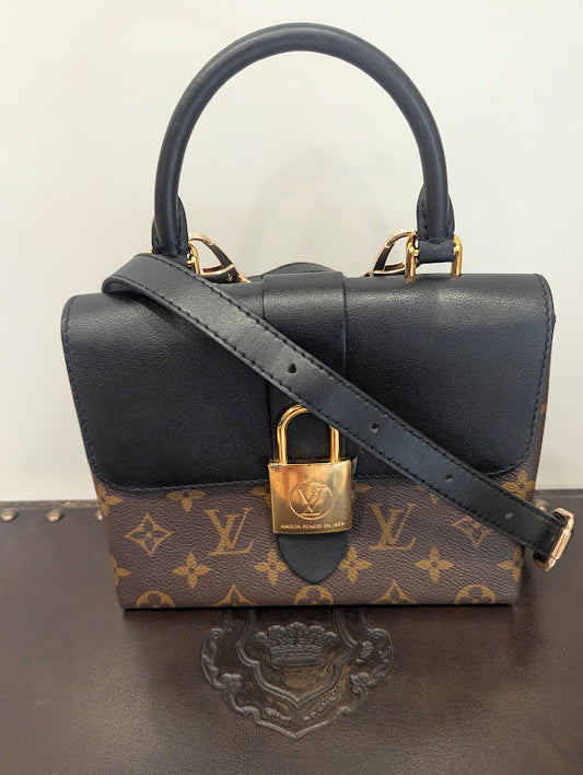 Louis Vuitton Locky BB Monogram Black Leather Top Handle Crossbody Bag