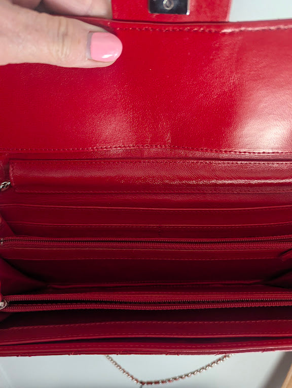 Chanel Quilted Chain Clutch Flap Red