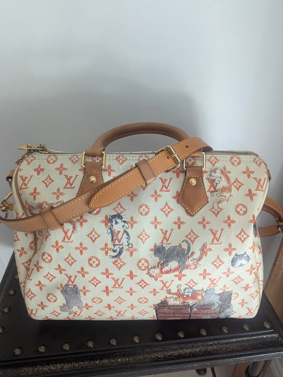 Louis Vuitton x Grace Coddington Catogram Monogram Canvas Speedy 30 Bandouliere