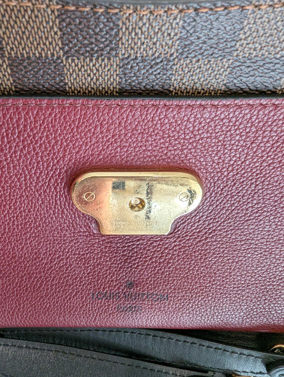 Louis Vuitton Vavin PM Damier Ebene with Burgandy Leather Front Pocket