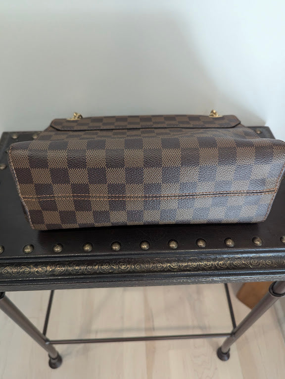 Louis Vuitton Vavin PM Damier Ebene with Burgandy Leather Front Pocket