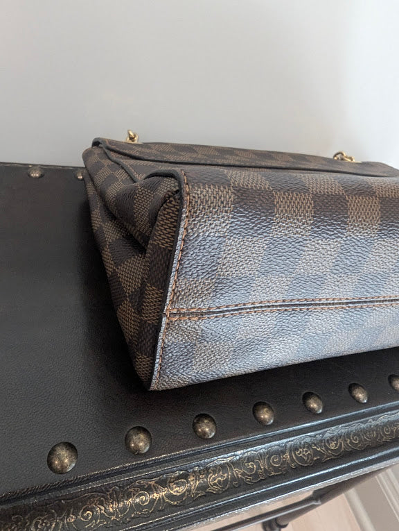 Louis Vuitton Vavin PM Damier Ebene with Burgandy Leather Front Pocket