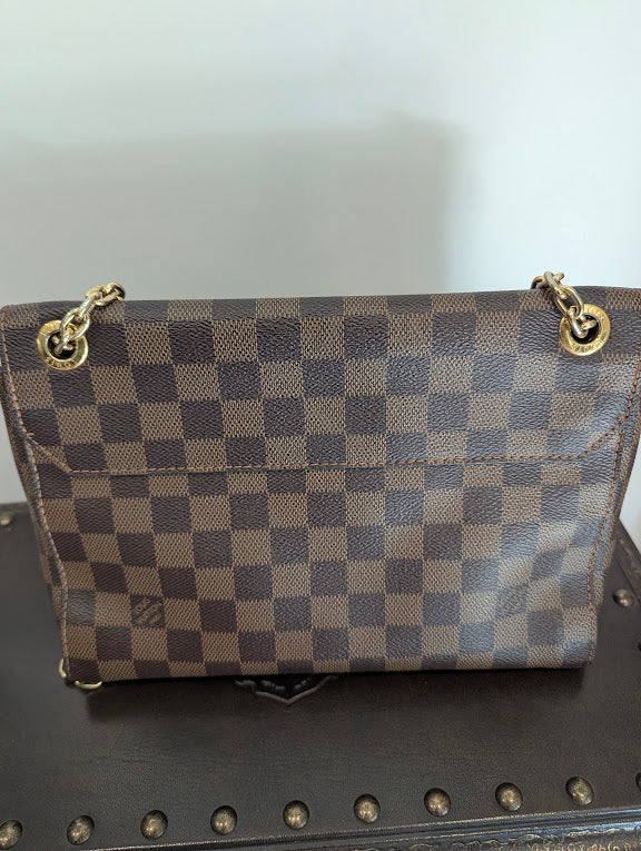 Louis Vuitton Vavin PM Damier Ebene with Burgandy Leather Front Pocket