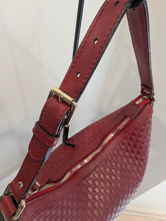Gucci Micro GG Red Leather Hobo Tote