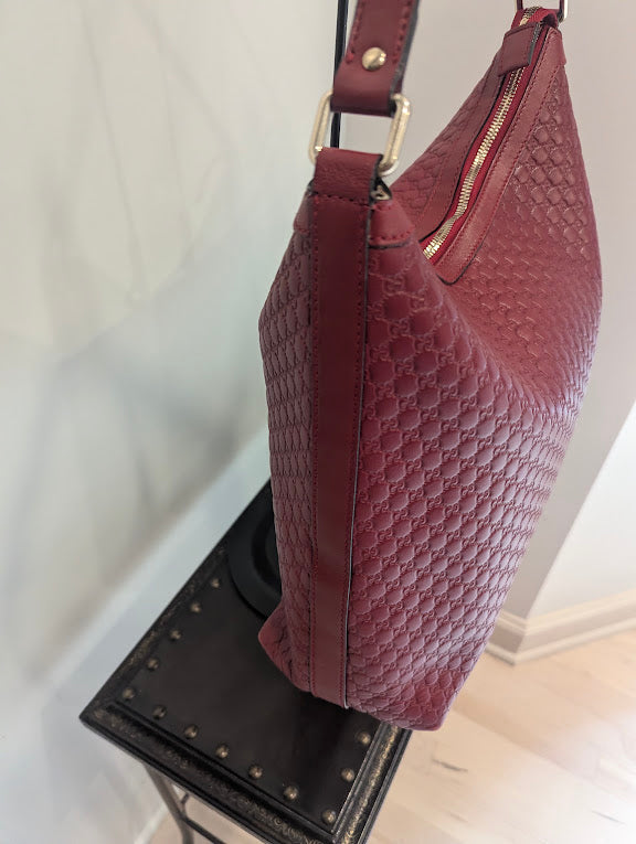 Gucci Micro GG Red Leather Hobo Tote