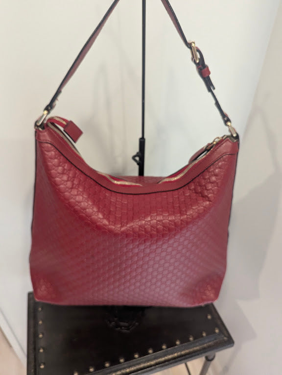Gucci Micro GG Red Leather Hobo Tote