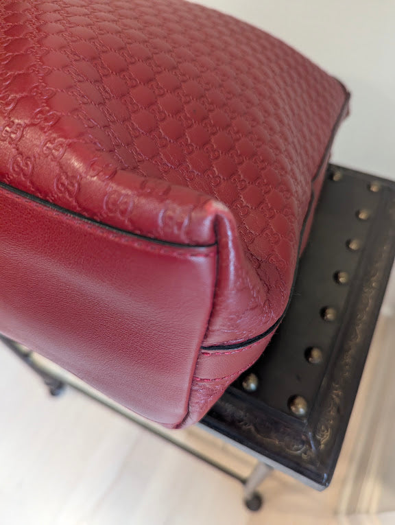 Gucci Micro GG Red Leather Hobo Tote