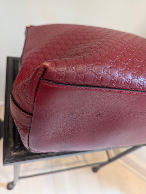 Gucci Micro GG Red Leather Hobo Tote