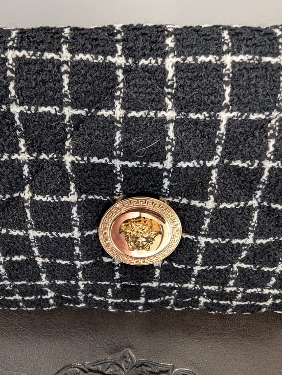 Versace Black and White Tweed Clutch/Wallet on Chain - UNUSED with Tags