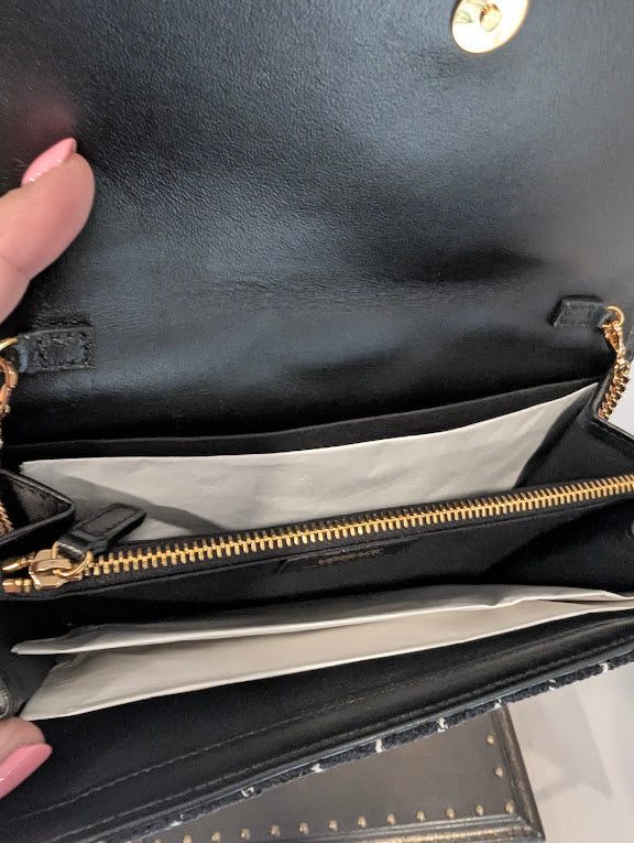 Versace Black and White Tweed Clutch/Wallet on Chain - UNUSED with Tags