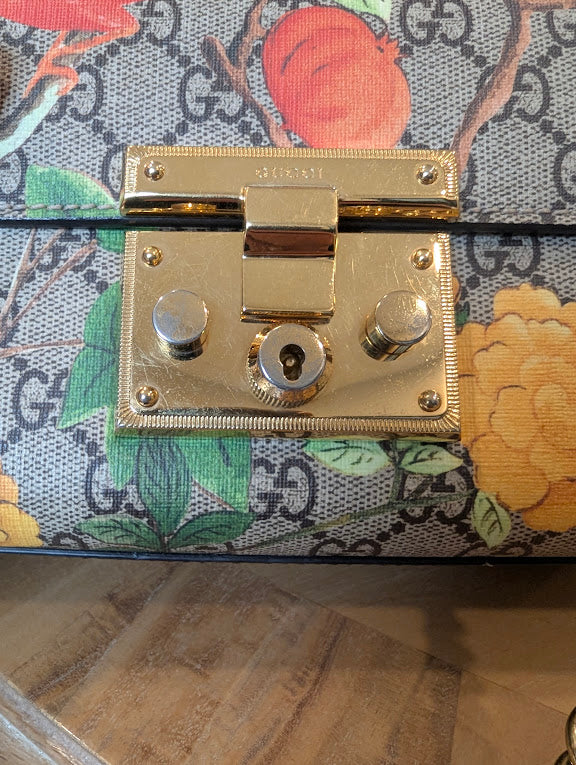 Gucci Padlock Tian Print GG Supreme Small Shoulder Bag