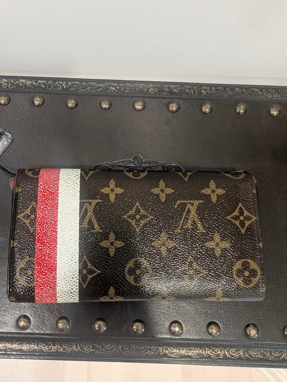 Louis Vuitton Limited Edition Monogram Groom Sarah Wallet with "Bell Boy" Red and White Stripes