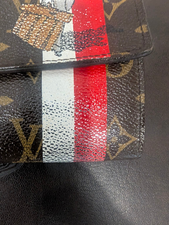 Louis Vuitton Limited Edition Monogram Groom Sarah Wallet with "Bell Boy" Red and White Stripes