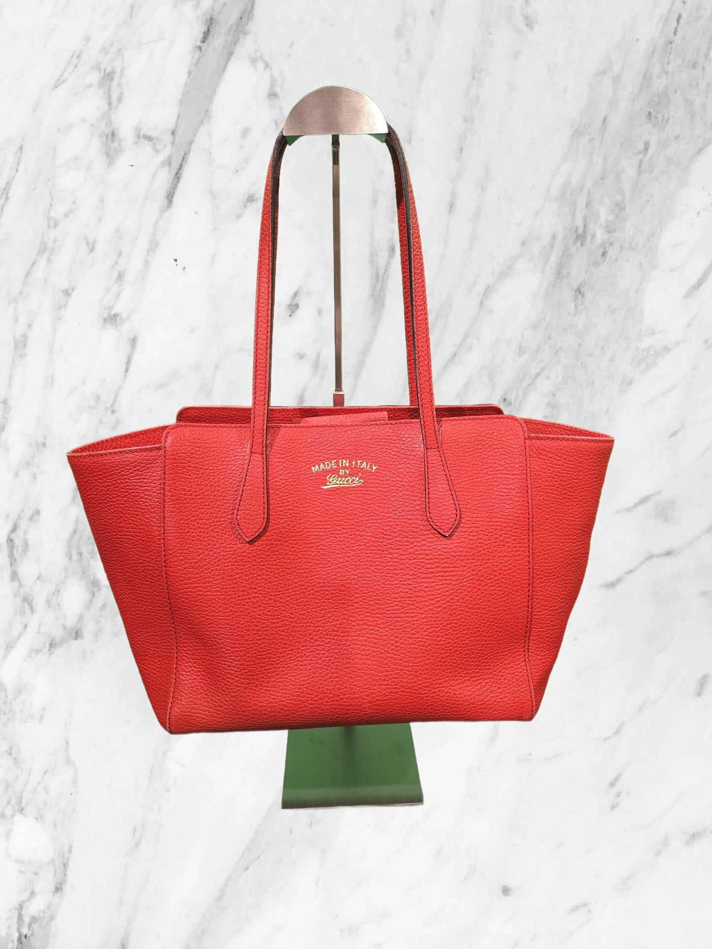 Gucci Swing Red Leather Tote with Matching Wallet