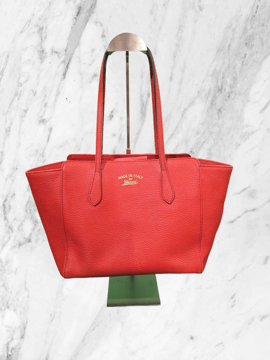 Gucci Swing Red Leather Tote with Matching Wallet
