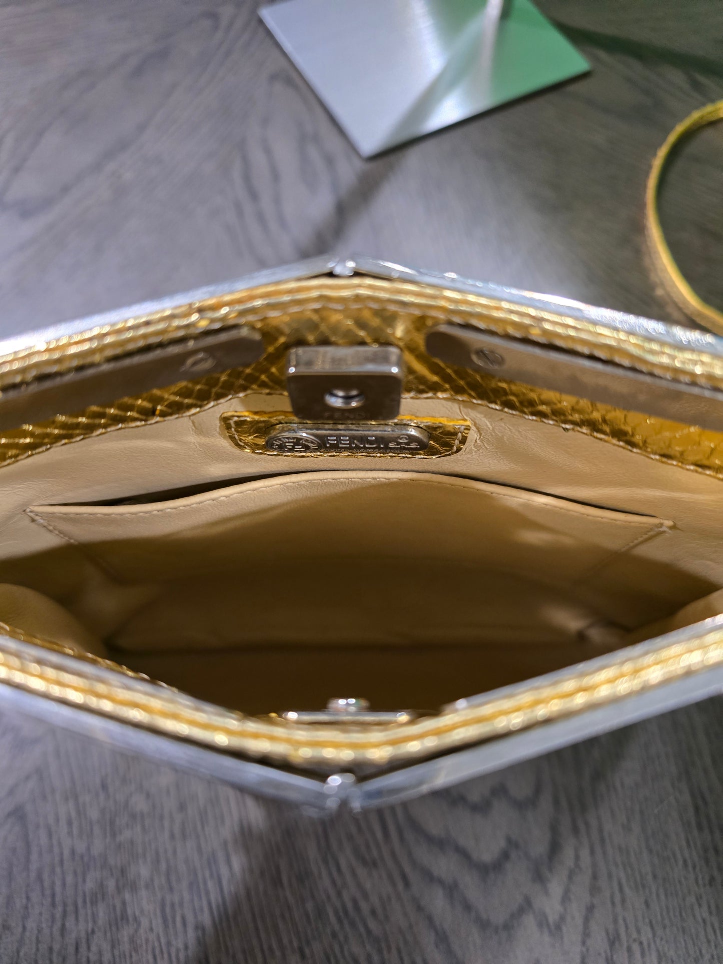 Fendi Gold Sacoche Crossbody