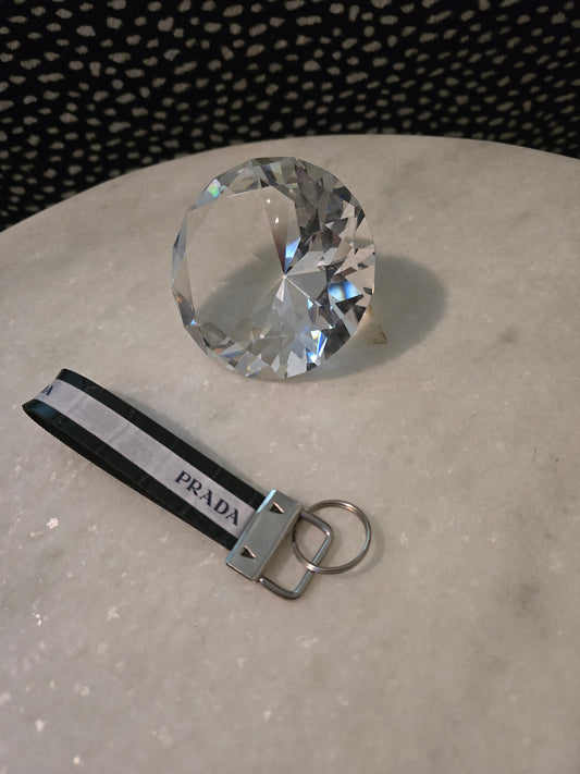 Upcycled Prada Black Keychain