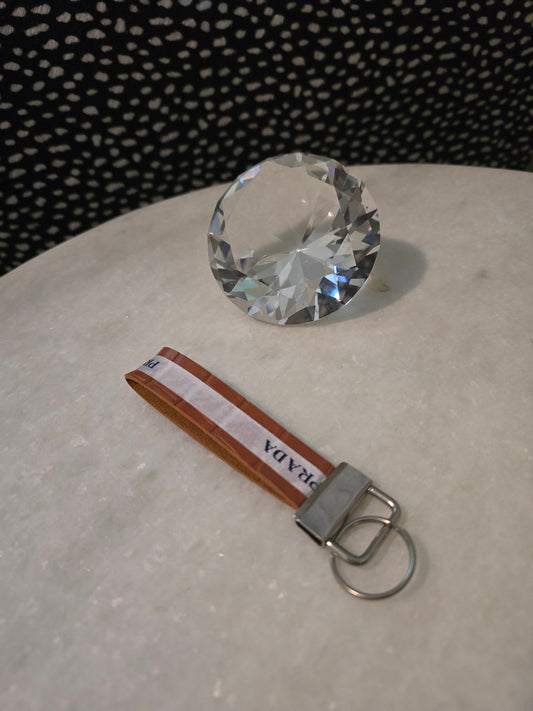 Upcycled Prada Brown Keychain