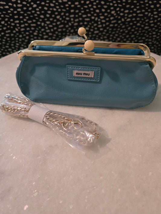 GWP Teal Miu Miu kiss-lock cross body purse