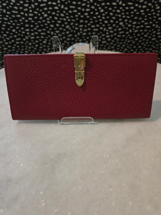 Gucci Red Leather Wallet with Gold Belt Closure