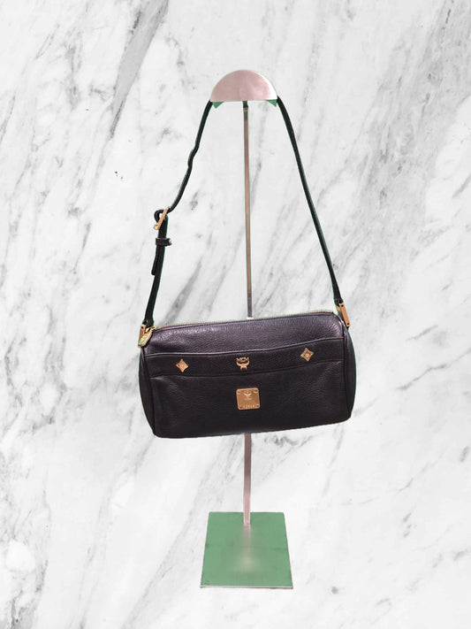 MCM Black Leather Papillion Shoulder Bag