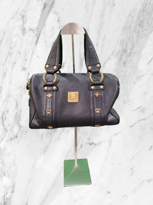 MCM Black Leather Satchel