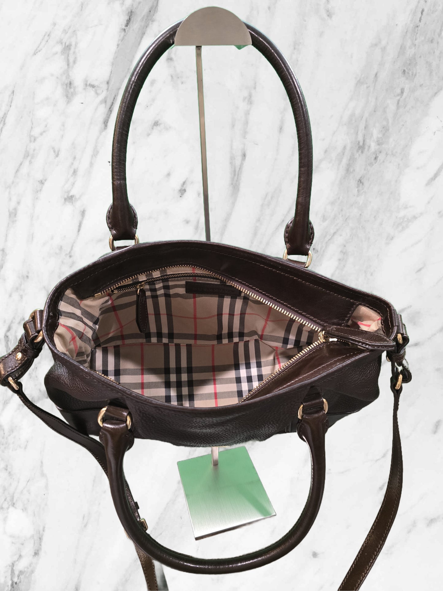 Burberry Brown Leather Two-Way Handbag