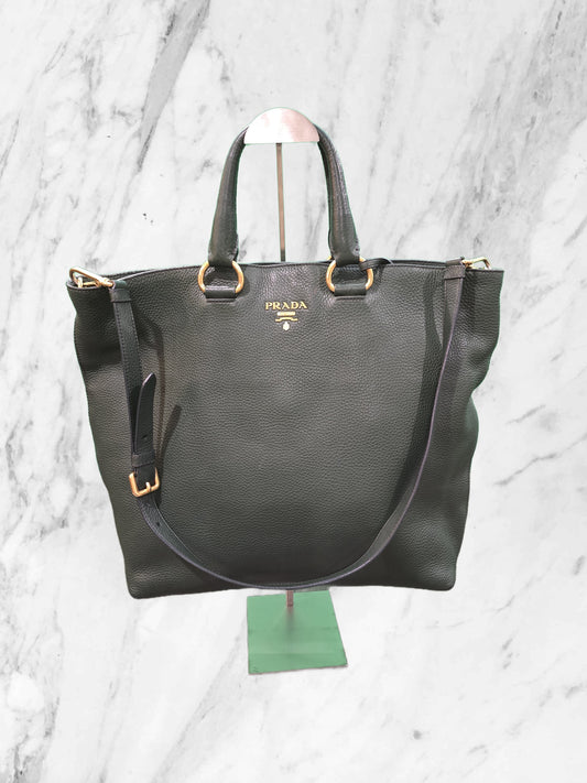 Prada Large Green Saffiano Leather Daino Tote