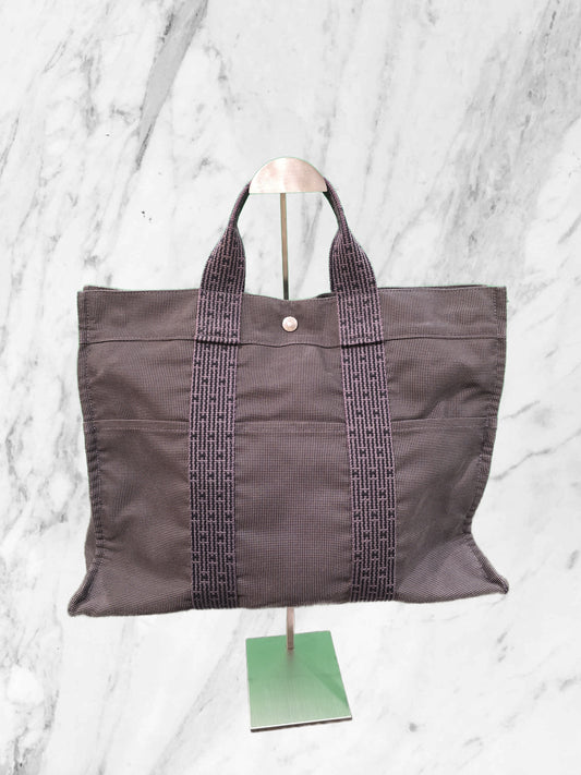 Hermes Gray Canvas Tote