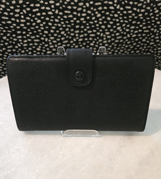 CHANEL BLACK CAVIAR CLASSIC SNAP WALLET w/CHAIN
