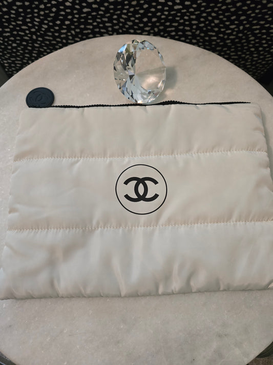 GWP Chanel White Quilted Nylon Cosmetic Bag