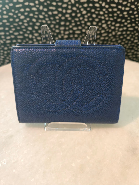 CHANEL BLUE CAVIAR WALLET - SMALL