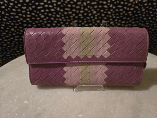 Bottega Veneta Mauve Intrecciato Leather Wallet