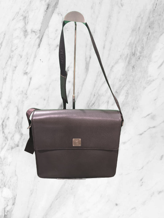 MCM Vintage Brown Leather Messenger Bag