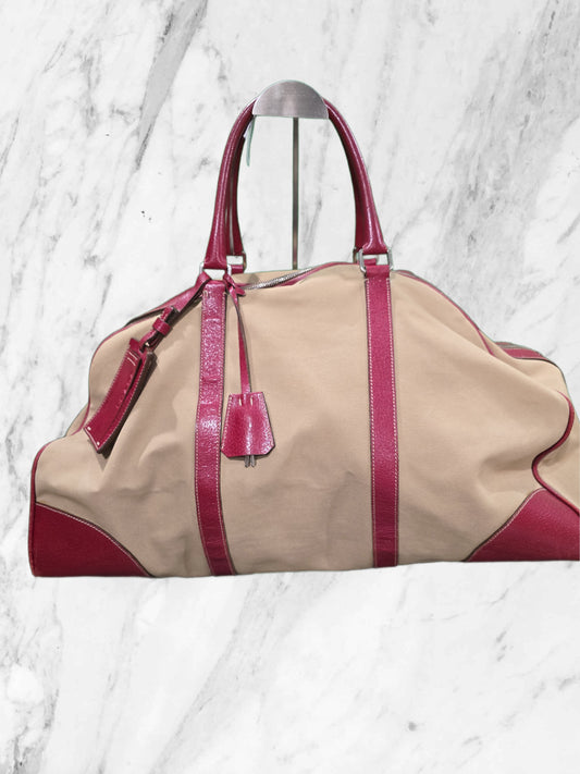 Prada Duffle Bag with Red Leather Trim