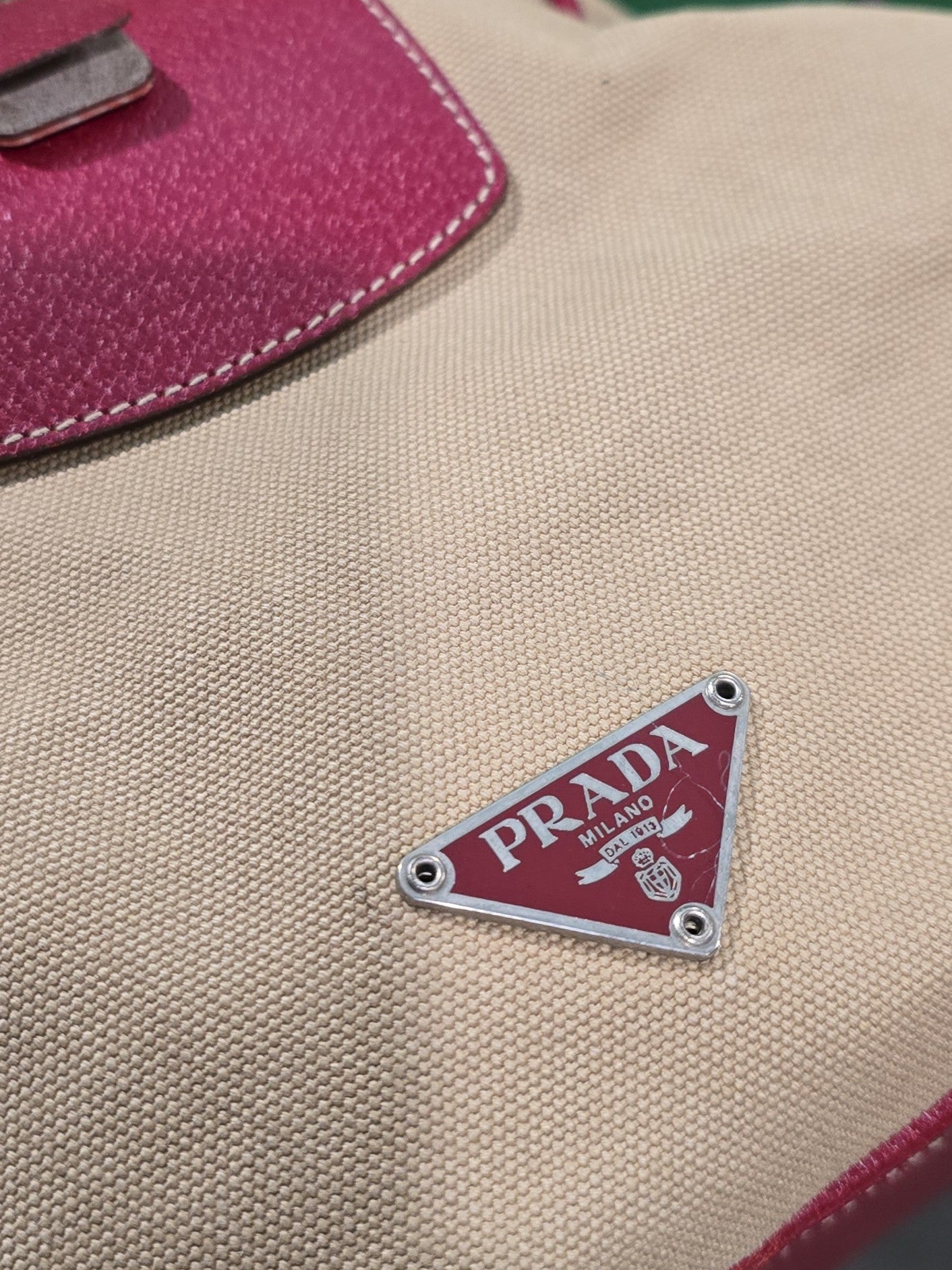 Prada Duffle Bag with Red Leather Trim