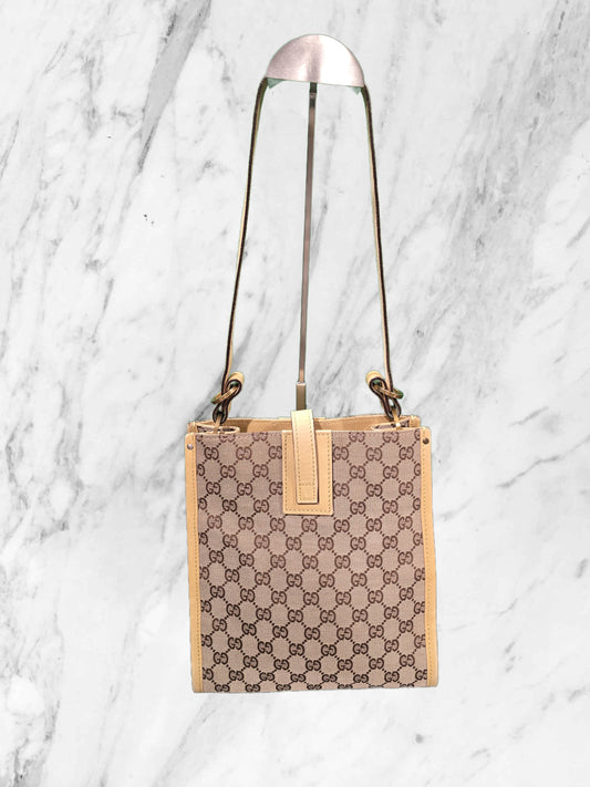 Gucci GG Monogram Canvas Tote with Leather Trim