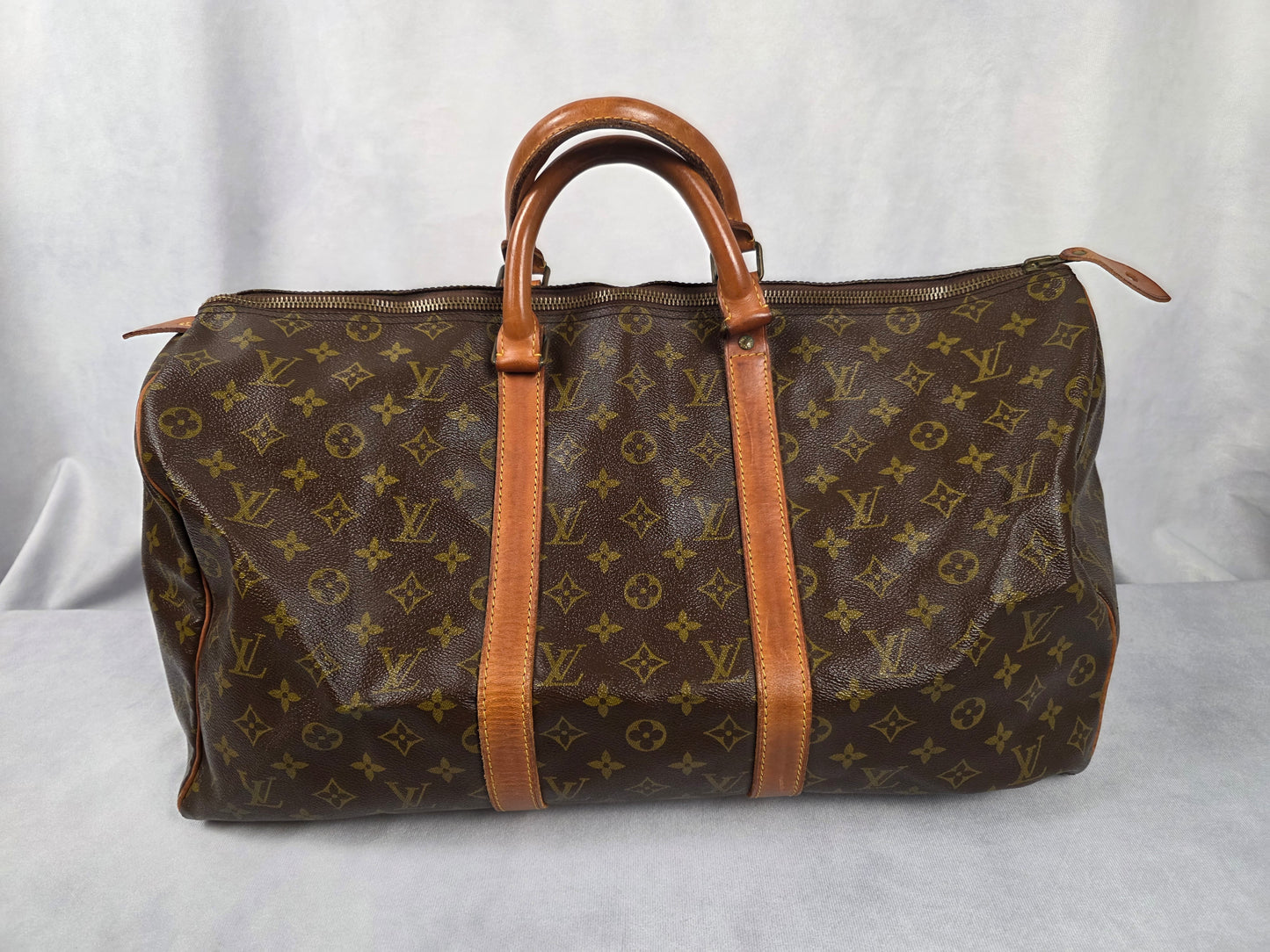 LOUIS VUITTON KEEPALL 50 TRAVEL BAG W/ LOCK & KEY & LUGGAGE TAG