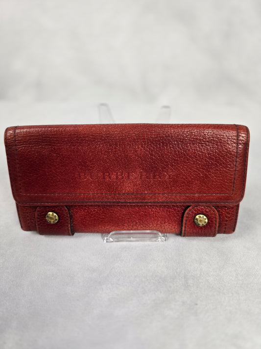 Burberry Burgundy Leather Kiss Lock Wallet
